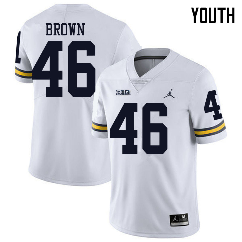 Jordan Brand Youth #46 Matt Brown Michigan Wolverines College Football Jerseys Sale-White - Click Image to Close